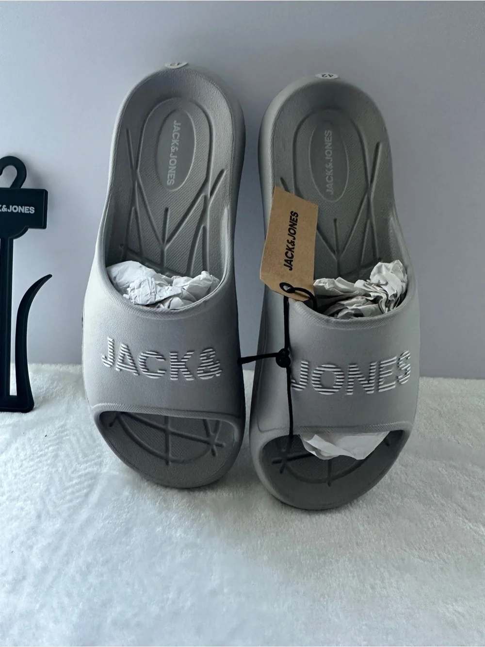Jack & Jones Gray Slides Pool Slides Mens US Size 9 EU 42 Sandals Flip Flops